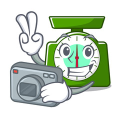 Poster - Photographer kitchen scale mascot cartoon