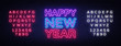 © Ivan - Happy New Year Neon Text Vector. Neon Sign, Greeting card design template with 3D typography label. Light banner, Design element. Vector Illustration. Editing text neon sign