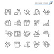 Cleaning line icons. Editable stroke. Pixel perfect.
