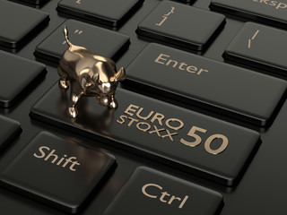 Wall Mural - 3d render of computer keyboard with EURO STOXX 50 index button