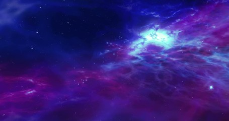 Wall Mural - Flight through the cosmos with stars and nebula clouds. Galaxy seamless and loopable animation. Concept of space journey and exploration.