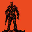 © likozor - Silhouette of soldier with rifle pointing down. Vector illustration.