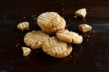 Wall Mural - Peanut butter cookies on a black background