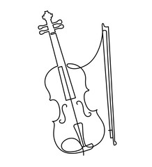 Leinwandbilder - continuous line drawing of three-quarter violin vector. Musical instrument single line for decoration, design, invitation jazz festival, music shop