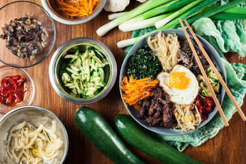 Bibimbap - rice with beef and vegetables