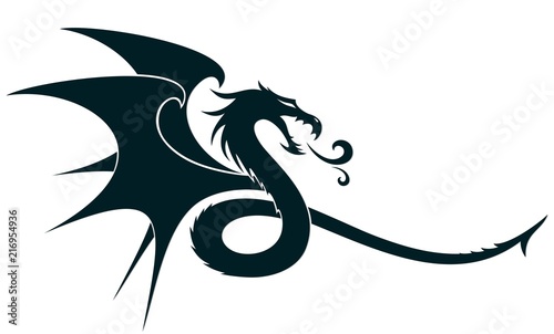 A symbol of the stylized dragon with wings. Obraz na płótnie