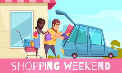 Wall Mural - Weekend Shopping Family Background