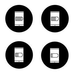 Sticker - Smartphone battery charging glyph icons set