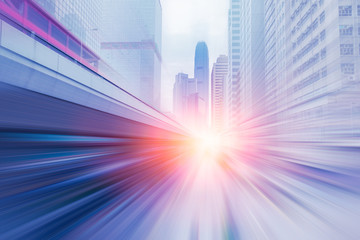 Wall Mural - blur high speed business forward with large capital office building background