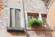 old balcony with flowerpot