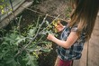 © Wavebreak Media - Girl holding flower in hand at greenhouse