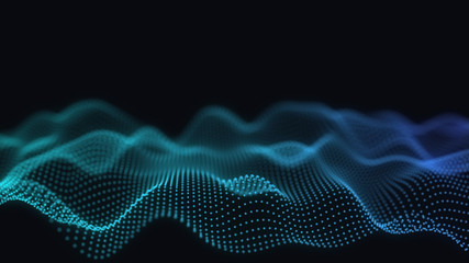 Poster - abstract 3d technology futuristic geometrical and science neon visualization. plexus digital wallpap