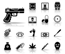 Kriminalität - Iconset (Schwarz)