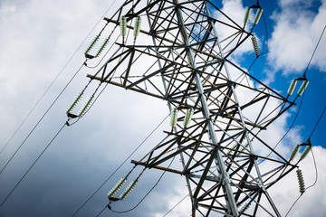 High voltage post. High voltage tower sky background. Electricity is the major energy of the world.