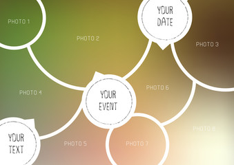 Wall Mural - Template for photo collage in modern style. Frames for clipping masks is in the vector file. Template for a photo album with circle shapes frames