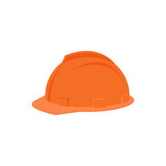 Wall Mural - Flat vector icon of plastic orange helmet for construction worker. Protective headgear. Industrial equipment for personal safety