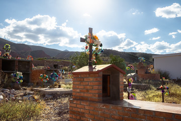 Sticker - Colorful Cemetery in Uquia Village at Quebrada de Humahuaca - Uquia, Jujuy, Argentina