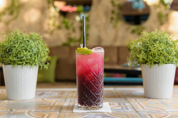 Colorful cocktail on top of the bar, summer coctails