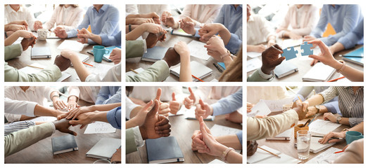 Wall Mural - Set with people demonstrating unity and support