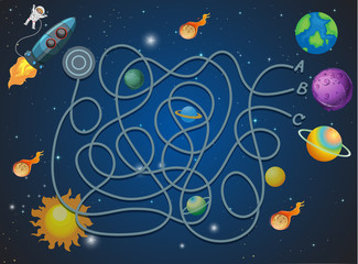 Wall Mural - space themed maze concept