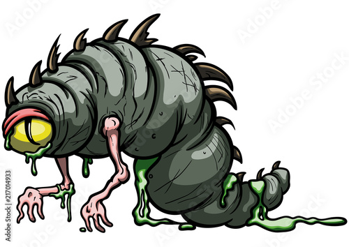Fotografía Funny larva monster/ Illustration amorphous cartoon worm creature with one eye