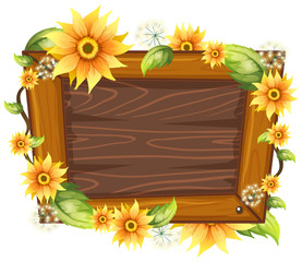 Poster - Wooden frame with flower