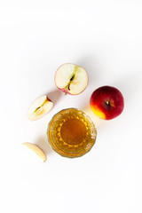 Wall Mural - Fresh apple juice on a white background. Food concept