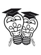 © Style-o-Mat-Design - 2 freunde team schulabschluss abitur college zeugnis erfolg beendet schule stipendium glühbirne licht strom idee schlau überlegen lösung hell lampe leuchten birne clipart comic cartoon