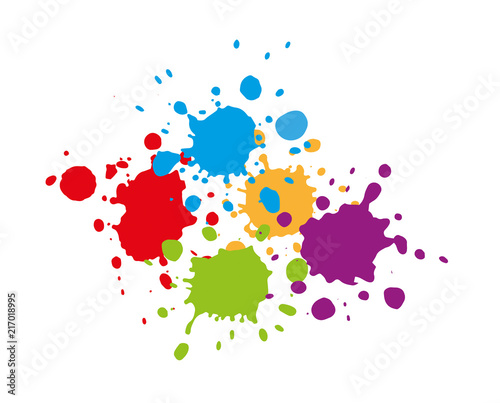 Colorful row with splashes and blotches of red, yellow