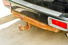 Rusty Bumper And Towbars On An Old Car