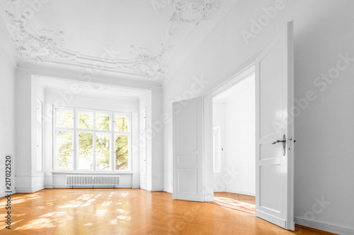 Empty Apartment Room Flat With Wooden Floor And Stucco