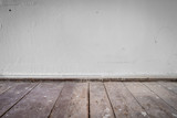 Fototapeta Na drzwi - wooden floor white wall - apartment construction concept  background