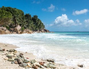 Anse Patates tropical beach on La Digue, Seychelles