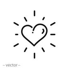 Heart Icon, Love Linear Sign Isolated On White Background - Editable Vector Illustration Eps10