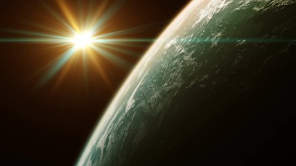 Wall Mural - beautiful view of planet from space. 4k. realistic 3d animation. seamless looped. uhd. 3840x2160.