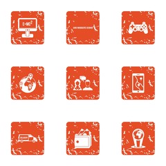 Poster - World love icons set. Grunge set of 9 world love vector icons for web isolated on white background