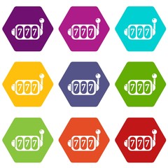 Poster - Slot machine icons 9 set coloful isolated on white for web