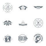 Fototapeta Sawanna - Tattooing logo set. Simple set of 9 tattooing vector logo for web isolated on white background