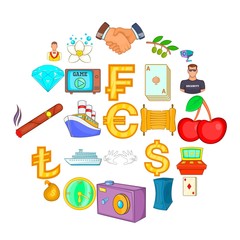 Poster - Gambling house icons set. Cartoon set of 25 gambling house vector icons for web isolated on white background