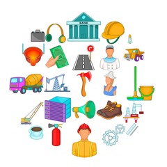 Poster - Big work icons set. Cartoon set of 25 big work vector icons for web isolated on white background