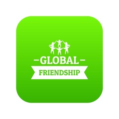 Poster - Global friendship icon green vector isolated on white background