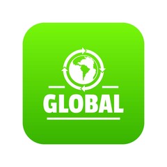 Poster - Global icon green vector isolated on white background
