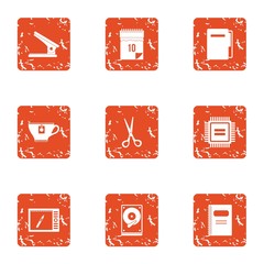Poster - Registered data icons set. Grunge set of 9 registered data vector icons for web isolated on white background