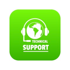 Poster - Technical support icon green vector isolated on white background