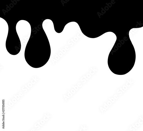 Current Black Paint Dripping A Substance On A White Isolated