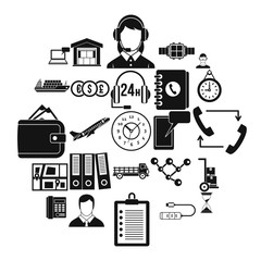 Poster - Overtime icons set. Simple set of 25 overtime vector icons for web isolated on white background