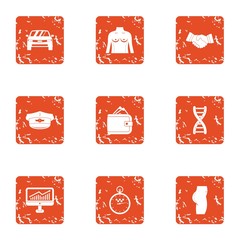 Poster - Bargain icons set. Grunge set of 9 bargain vector icons for web isolated on white background