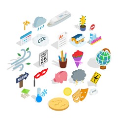 Poster - Individual icons set. Isometric set of 25 individual vector icons for web isolated on white background