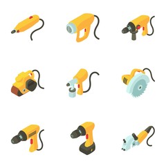 Poster - Male instrument icons set. Isometric set of 9 male instrument vector icons for web isolated on white background