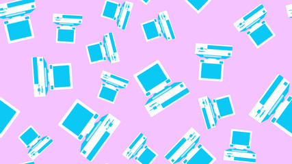 Poster - The texture pattern is seamless from old multi-colored retro hipster antique vintage desktop computers with square monitors from the 80's 90's. The background. Vector illustration